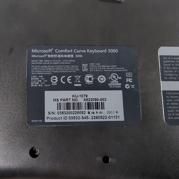 Microsoft Comfort Curve Keyboard 3000 TESTED WORKS - Picture 9 of 12
